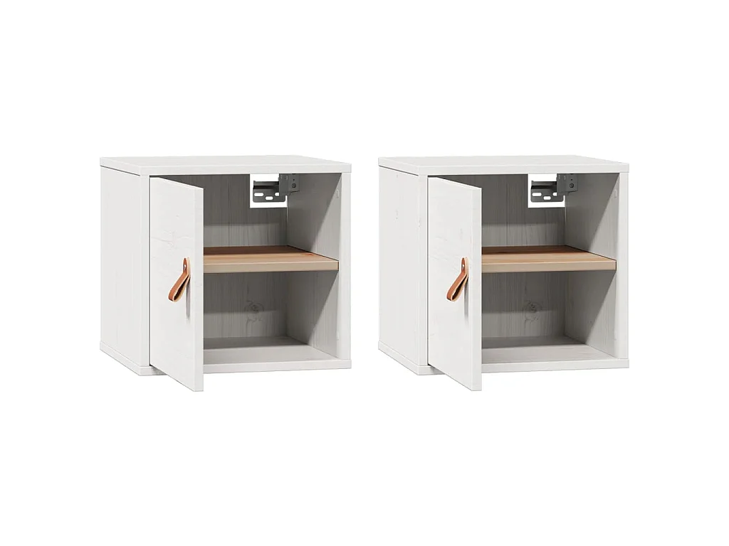 Wandkasten 2 st 31,5x30x30 cm massief grenenhout wit