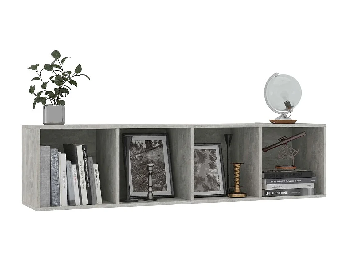 Bibliothèque/Meuble TV Gris béton 143x30x36 cm