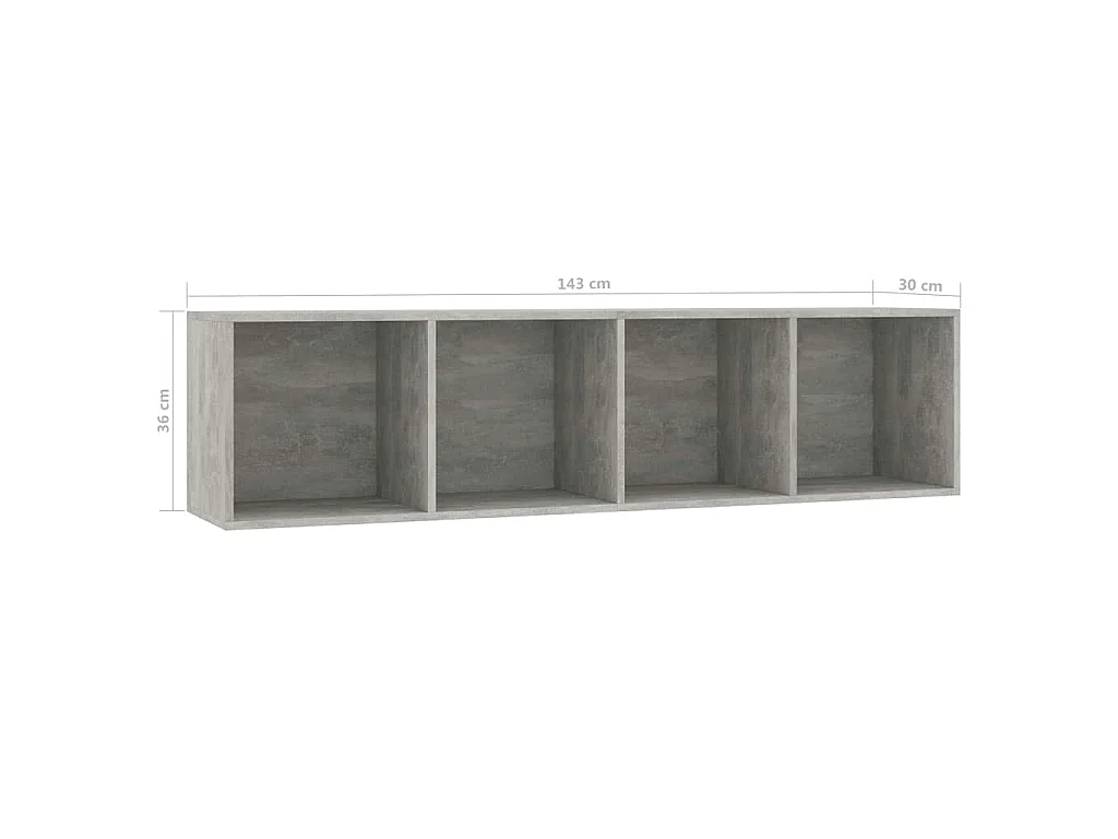 Bücherregal/TV-Schrank Betongrau 143×30×36 cm