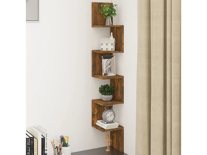 Mensola Muro Angolo Rovere Fumo 20x20x127,5cm Truciolato