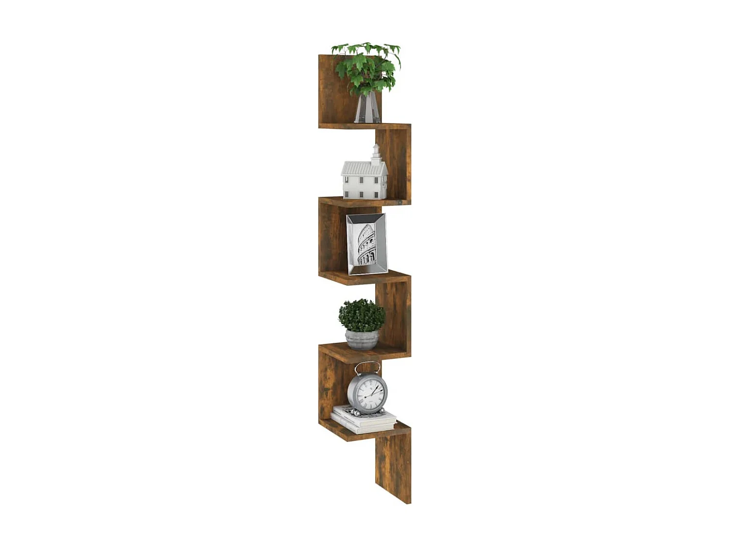 Mensola Muro Angolo Rovere Fumo 20x20x127,5cm Truciolato