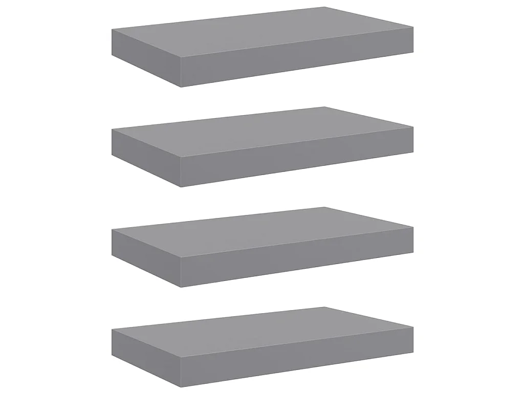 Wandschappen zwevend 4 st 40x23,5x3,8 cm MDF grijs