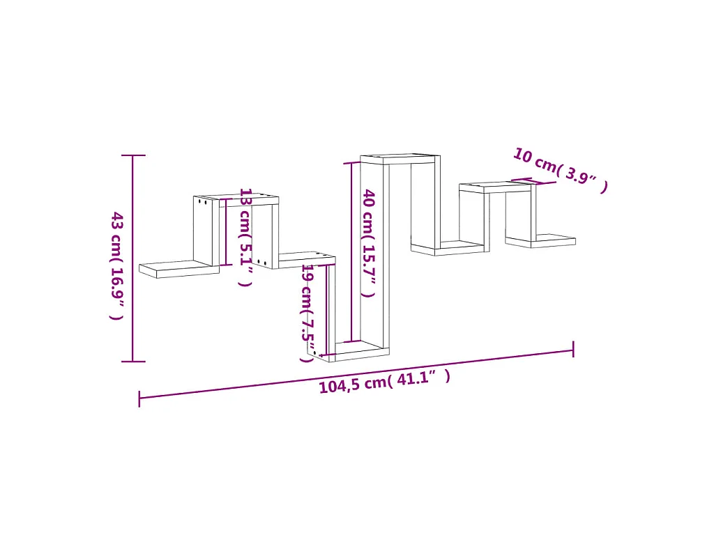Étagère murale chêne sonoma 104,5x10x43 cm bois d'ingénierie
