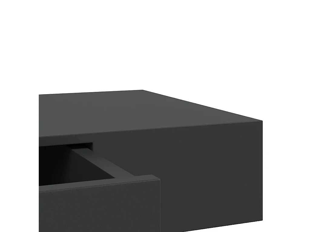 Mensola a Muro Galleggianti con Cassetto Nera 80x25x8 cm