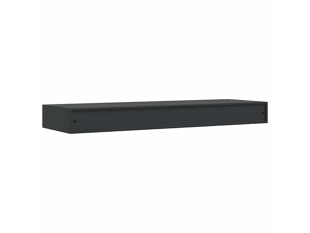 Mensola a Muro Galleggianti con Cassetto Nera 80x25x8 cm