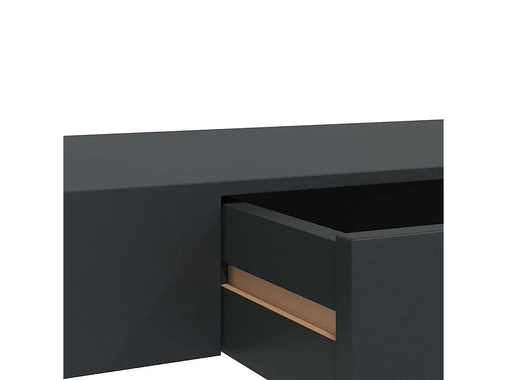 Mensola a Muro Galleggianti con Cassetto Nera 80x25x8 cm