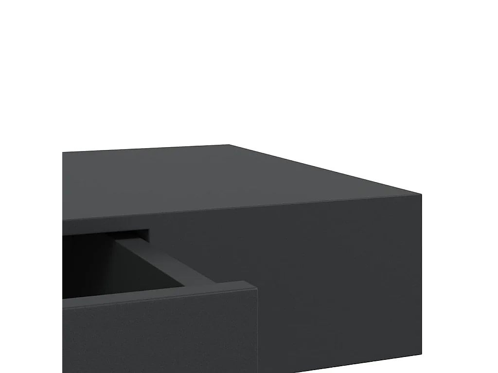 Mensola a Muro Galleggianti con Cassetto Nera 80x25x8 cm