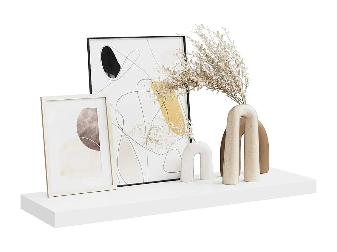 Prateleira de parede suspensa 80x23,5x3,8 cm MDF branco
