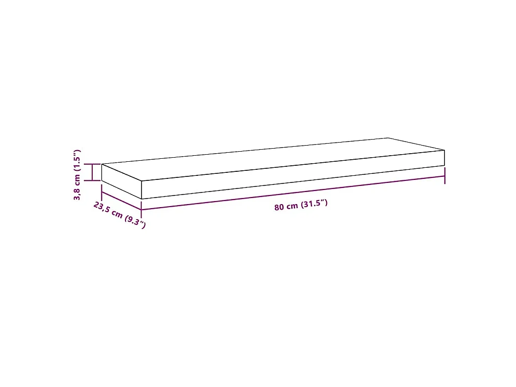 Étagère flottante murale blanc 80x23,5x3,8 cm MDF