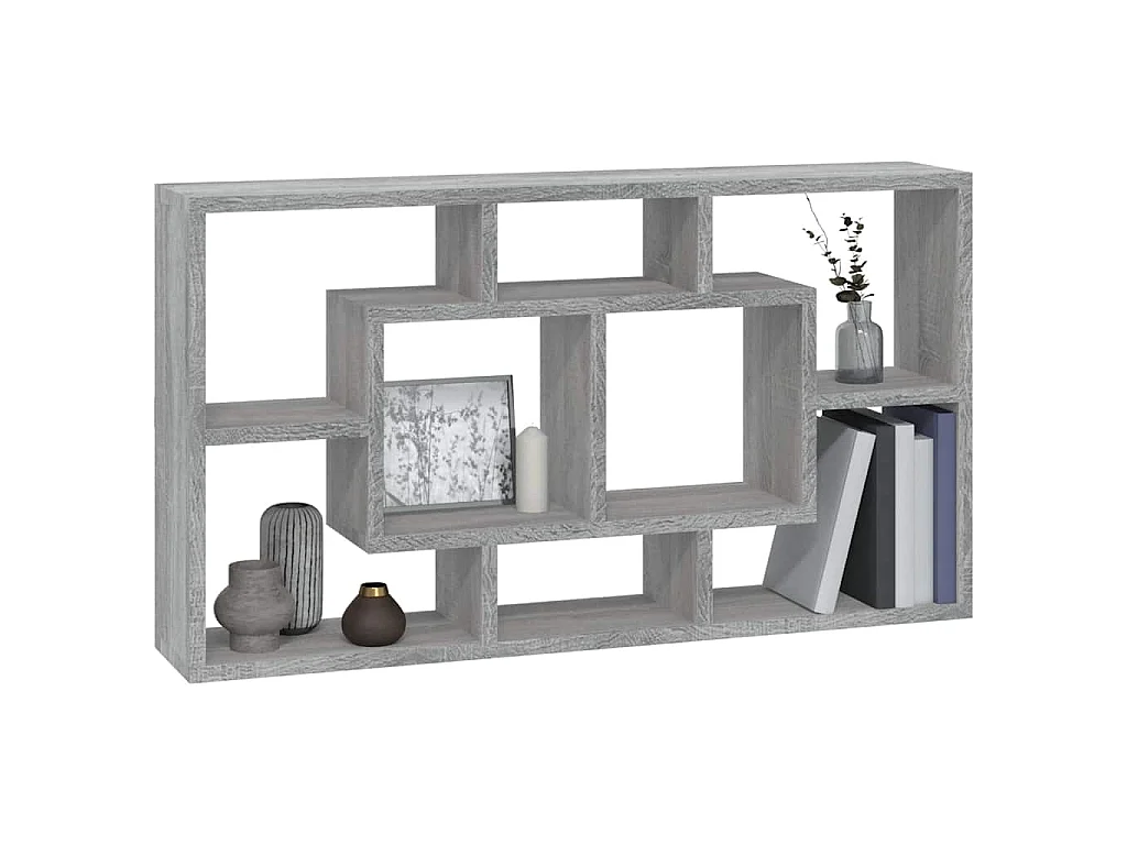Wandschap 8 vakken grijs sonoma