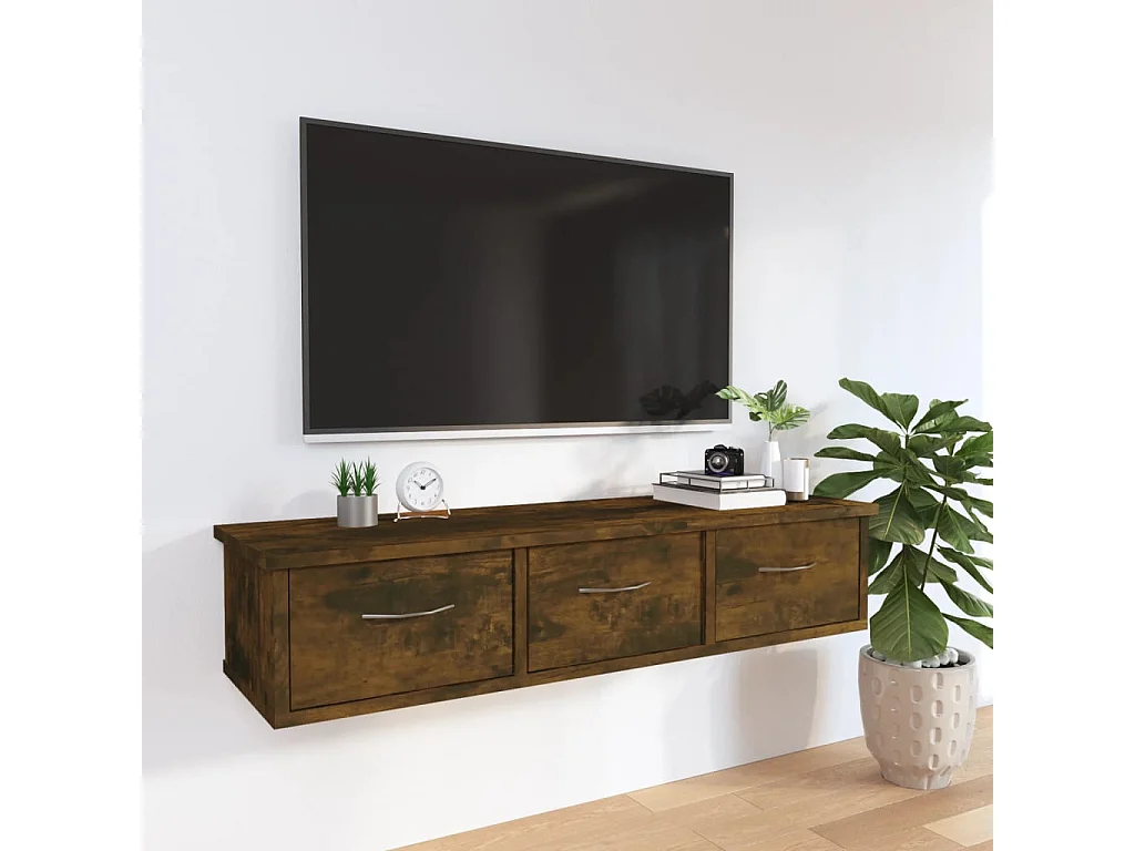 Mobile a Parete Rovere Fumo 88x26x18,5 cm in Legno Multistrato