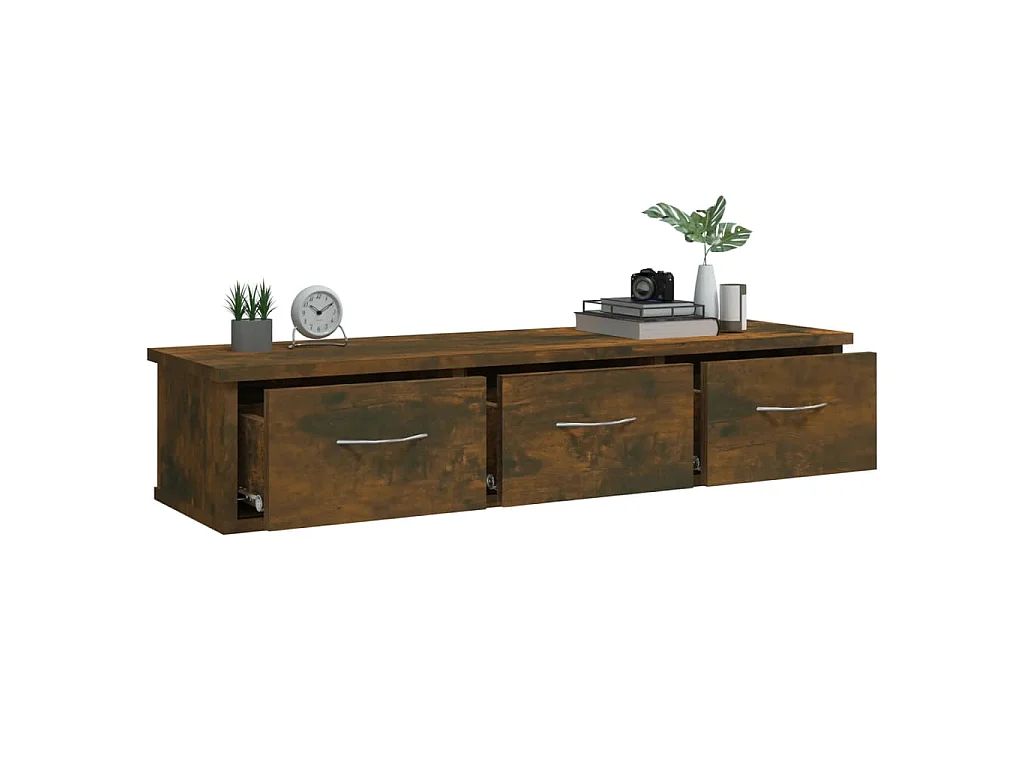 Mobile a Parete Rovere Fumo 88x26x18,5 cm in Legno Multistrato