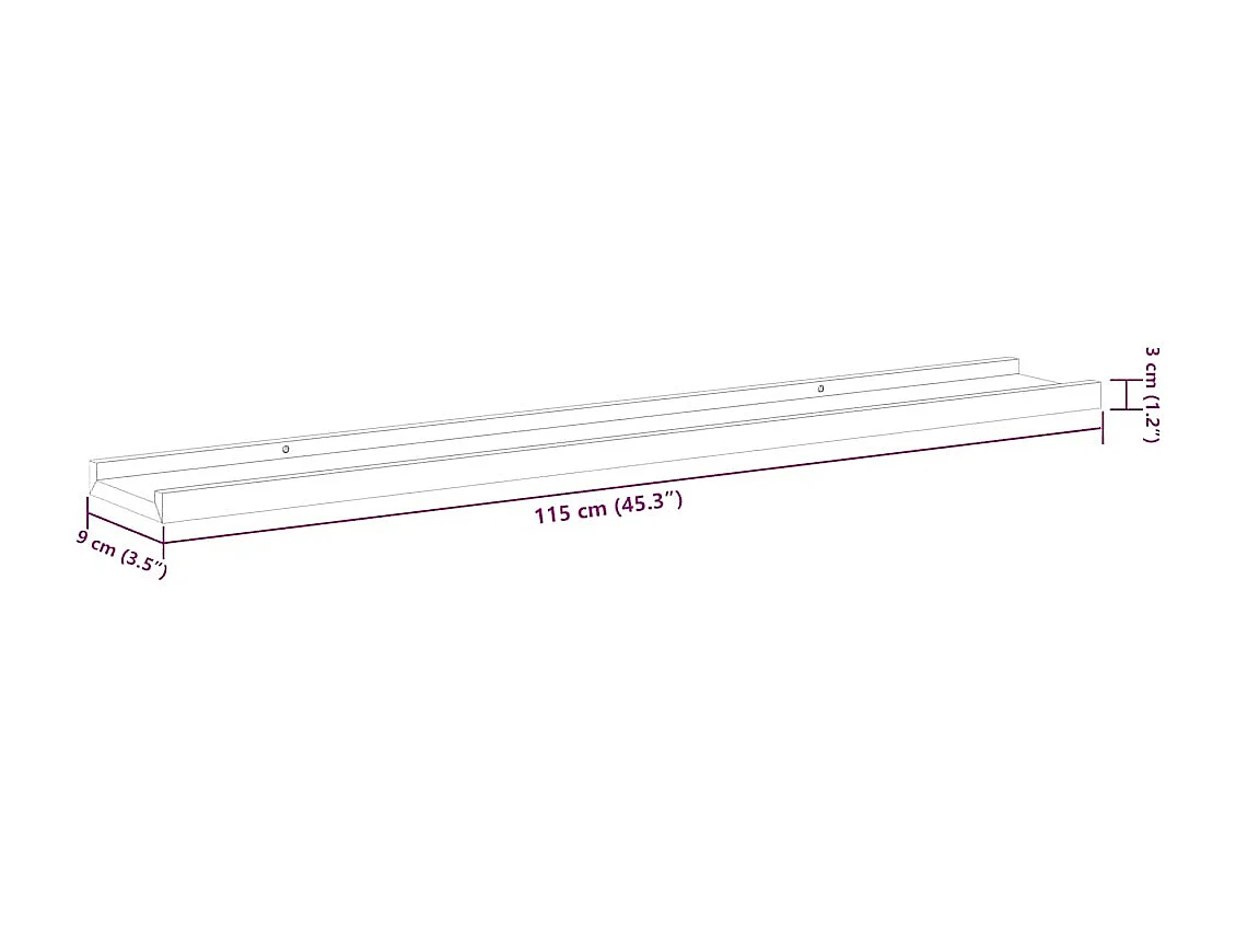 Wandschappen 2 st 115x9x3 cm wit en sonoma eikenkleurig