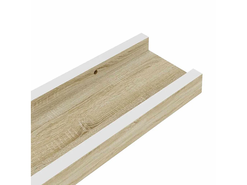 Mensole da Parete 2 pz Bianco e Rovere Sonoma 115x9x3 cm