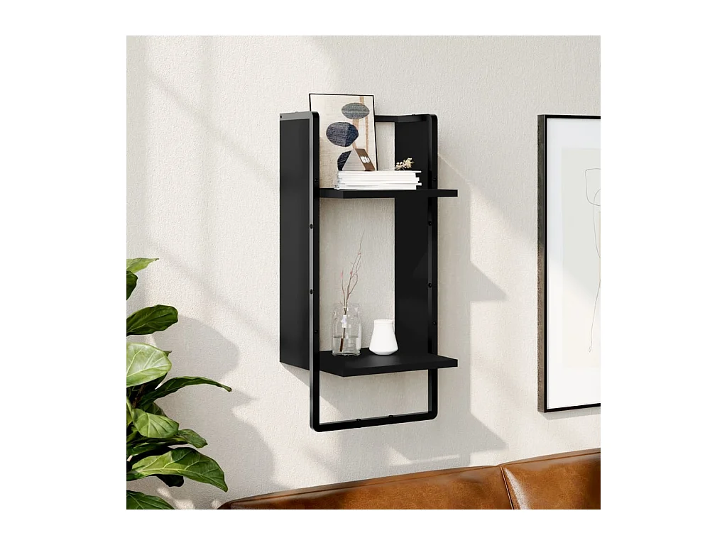 Wandschap met stang 30x25x65 cm zwart
