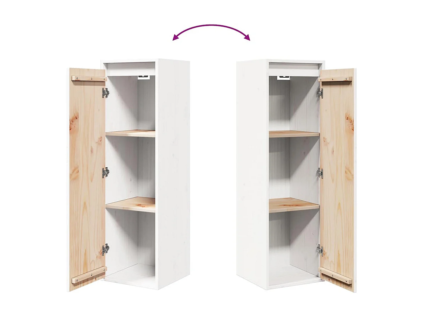 Armoires murales 2 pcs Blanc 30x30x100 cm Bois de pin massif