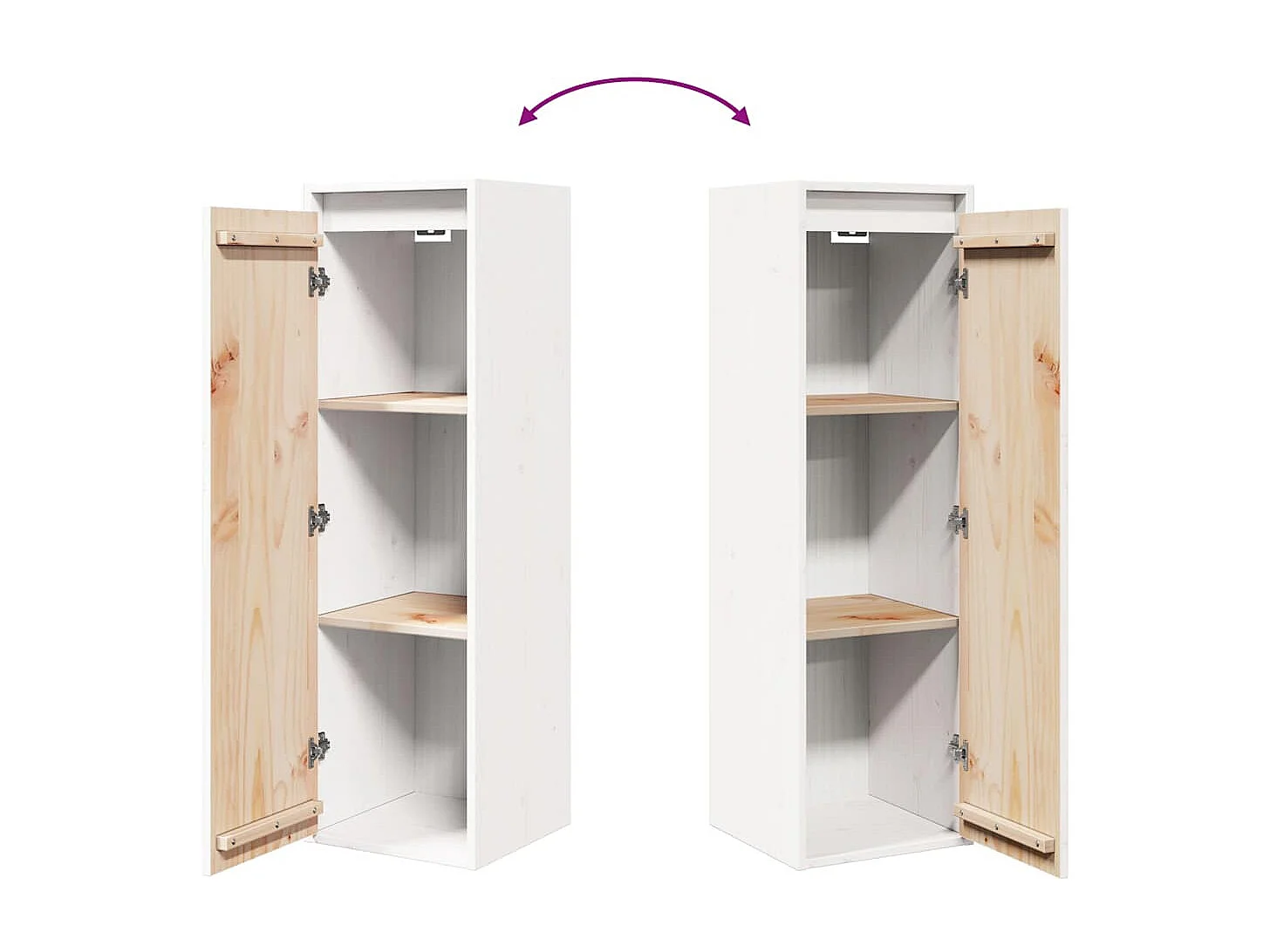 Armários de parede 2 pcs 30x30x100 cm pinho maciço branco