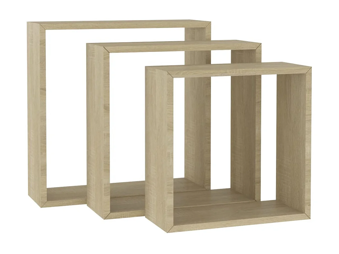 Mensole a Cubo da Parete 3 pz Rovere Sonoma