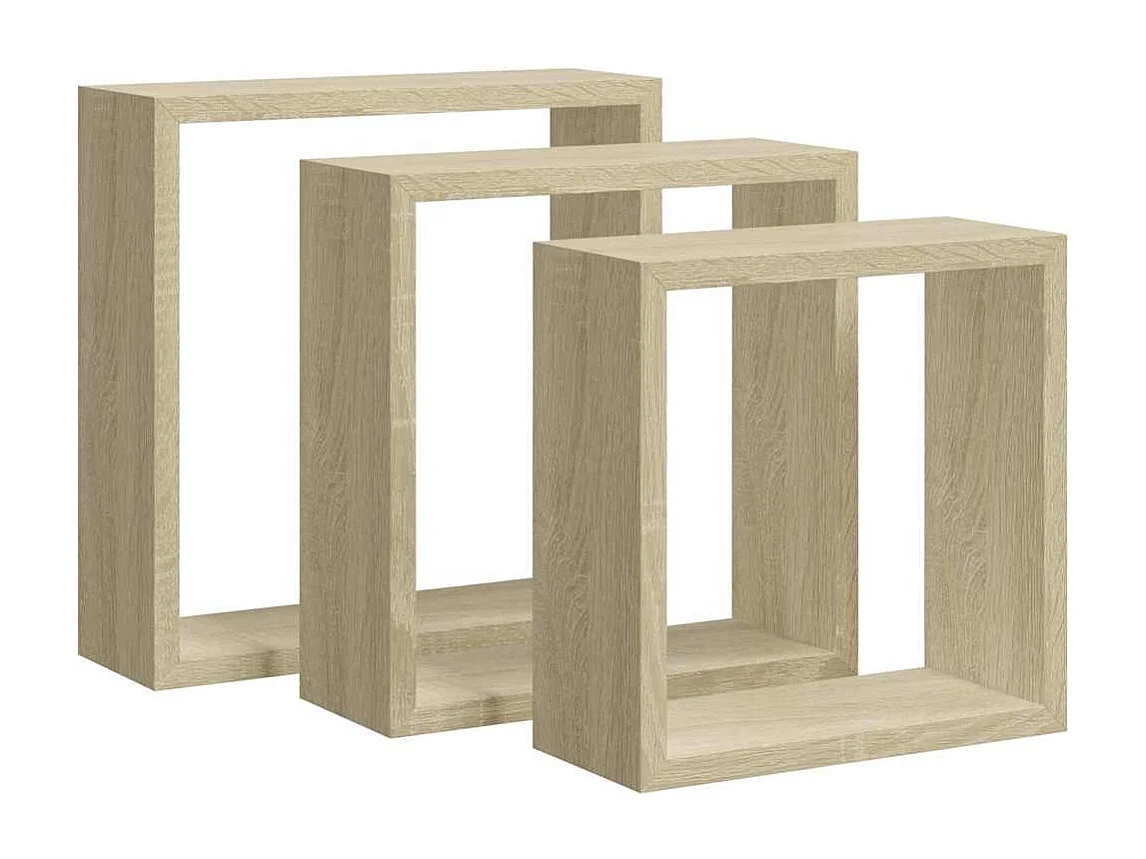 Mensole a Cubo da Parete 3 pz Rovere Sonoma
