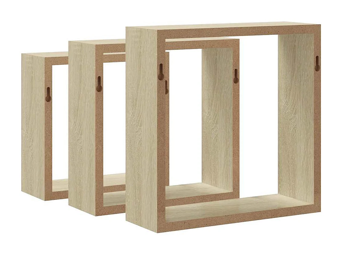 Mensole a Cubo da Parete 3 pz Rovere Sonoma