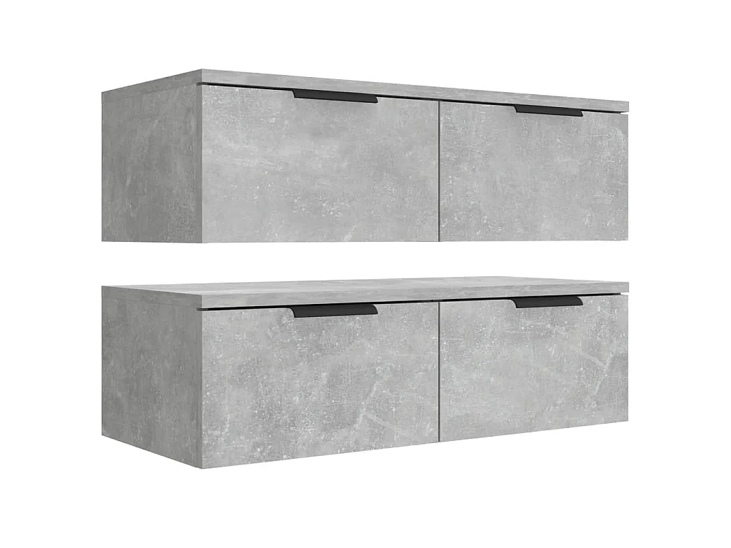 Armoires murales 2 pcs Gris béton 68x30x20 cm Bois d'ingénierie
