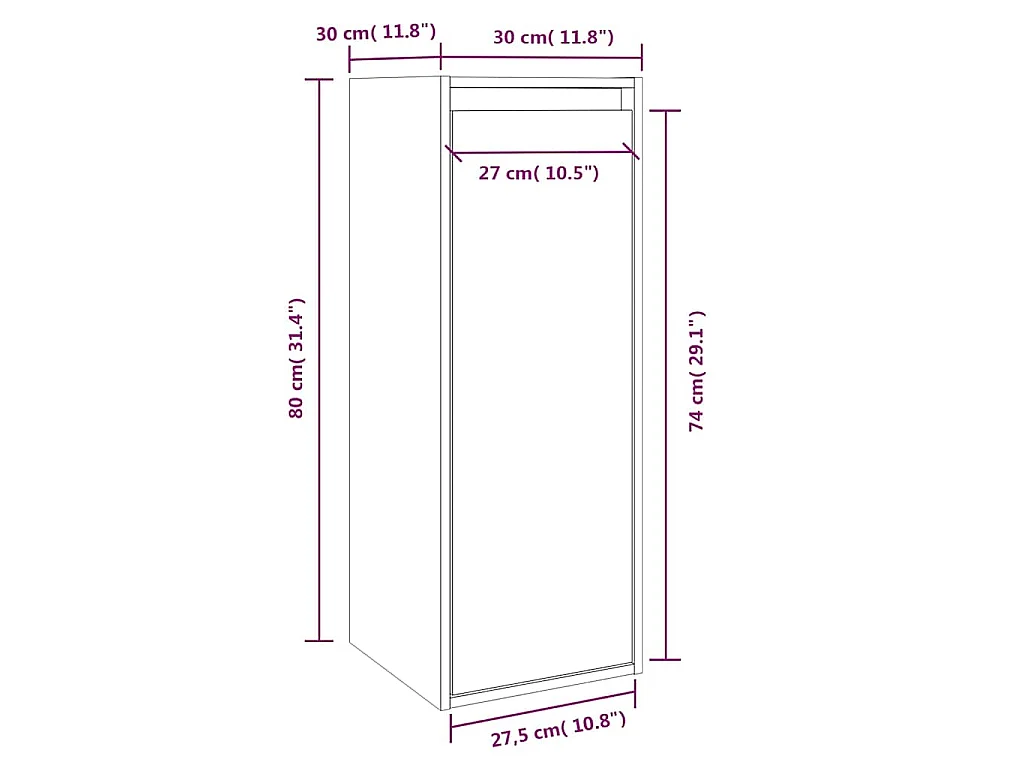 Armoire murale Blanc 30x30x80 cm Bois de pin massif