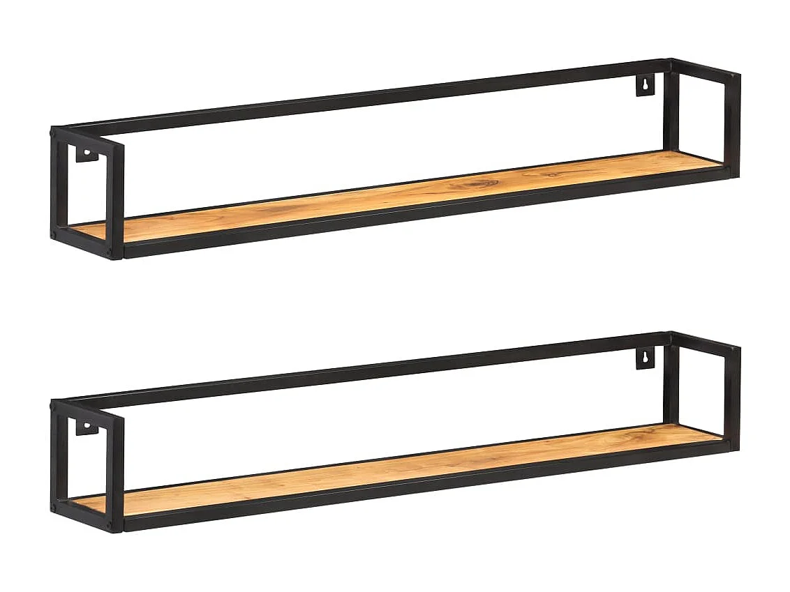 Wandschappen 2 st 120 cm massief acaciahout