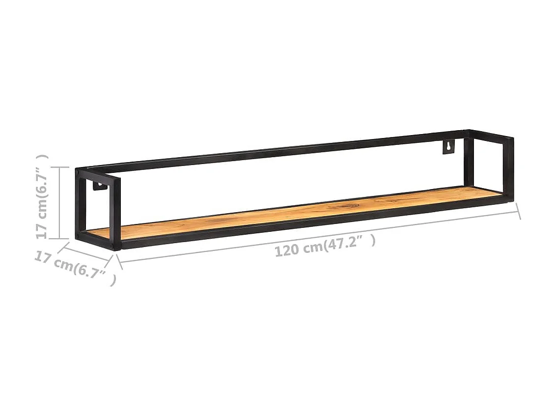 Étagères murales 2 pcs 120 cm Bois d'acacia massif