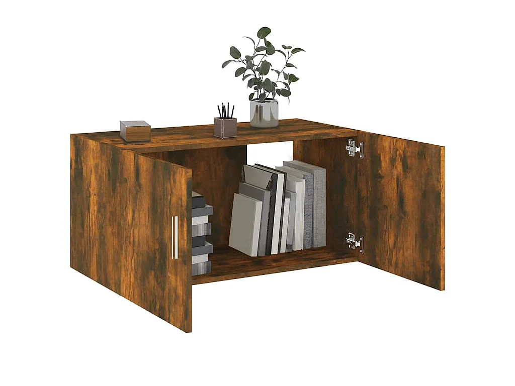 Hangkast 80x39x40 cm bewerkt hout gerookt eikenkleurig