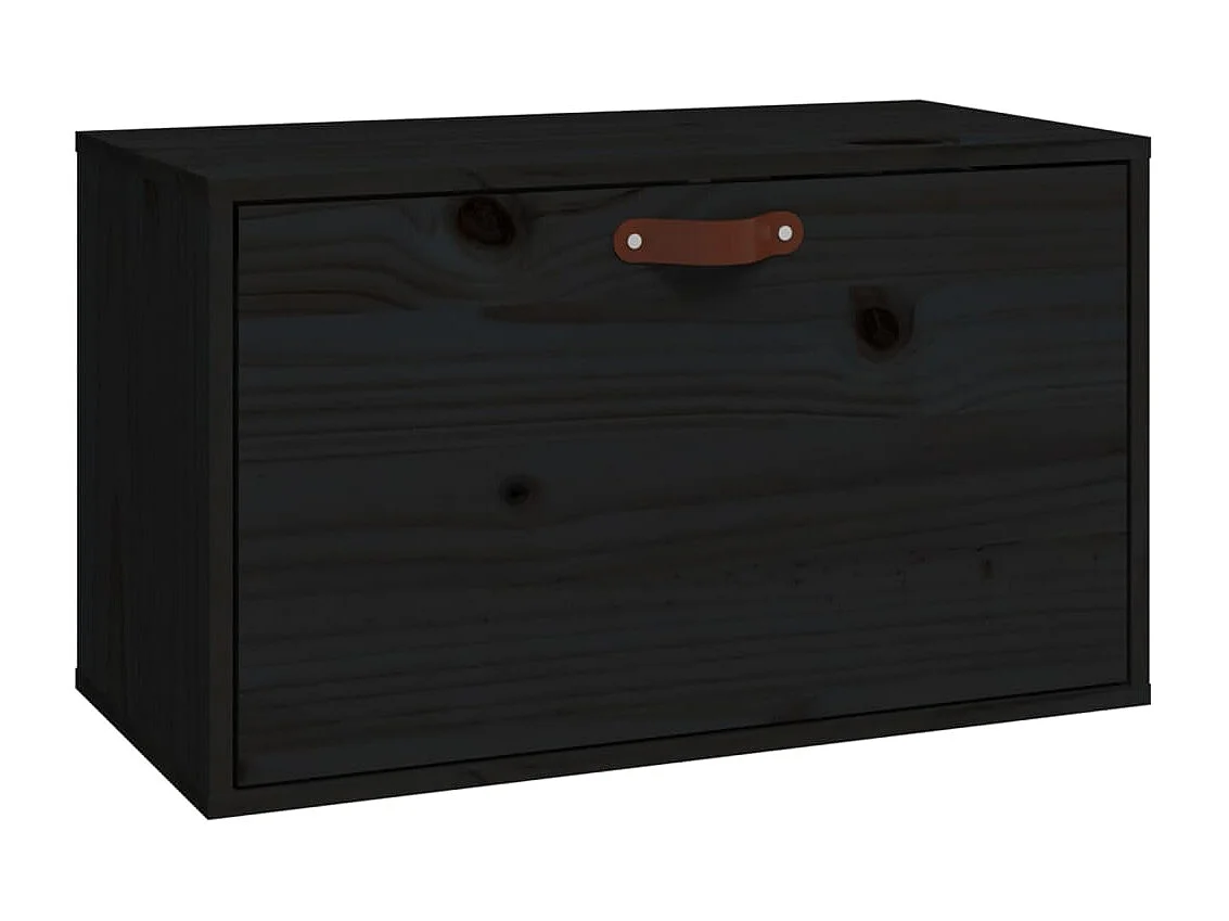 Wandschrank Schwarz 60x30x35 cm Massivholz Kiefer