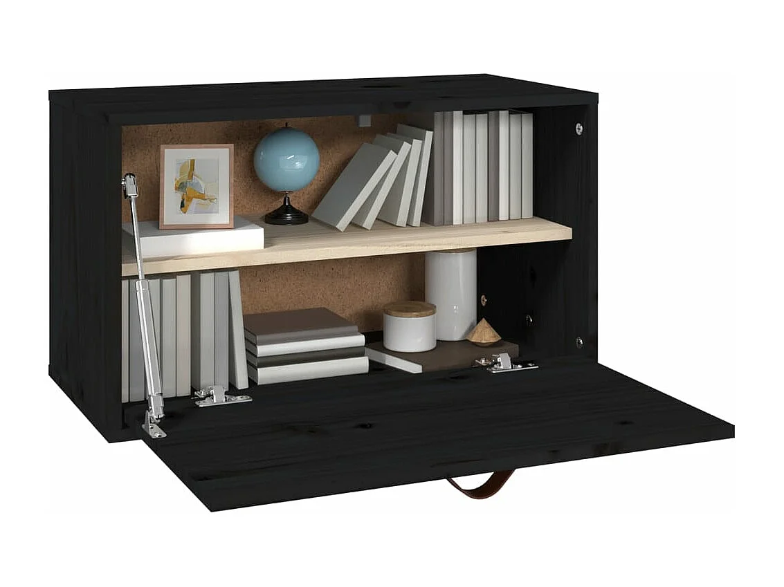 Wandschrank Schwarz 60x30x35 cm Massivholz Kiefer