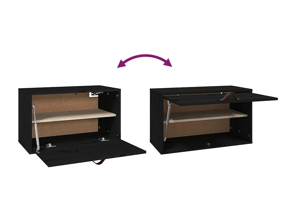 Armoire murale Noir 60x30x35 cm Bois de pin massif