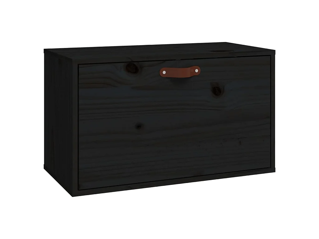 Wandkast 60x30x35 cm massief grenenhout zwart