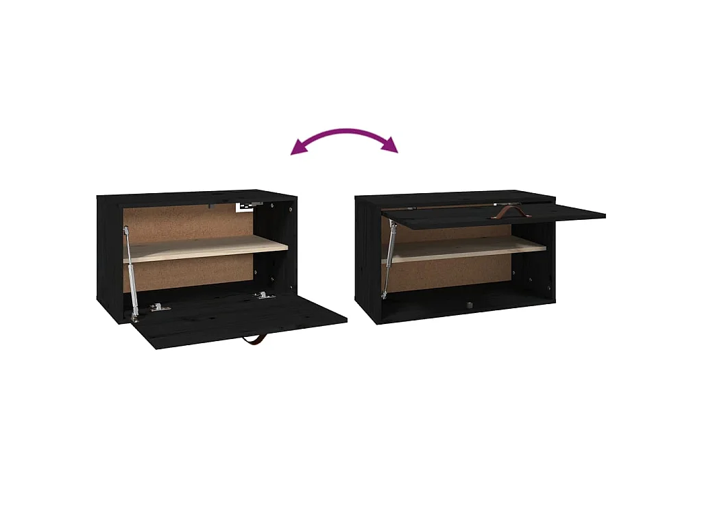 Wandkast 60x30x35 cm massief grenenhout zwart