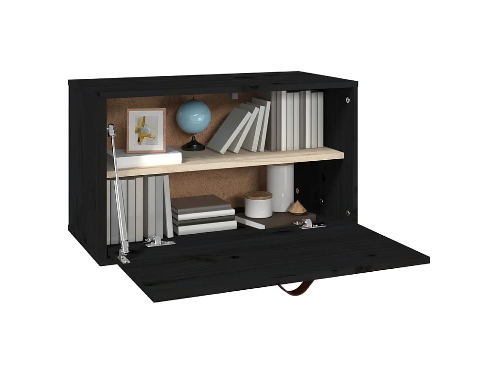 Wandkast 60x30x35 cm massief grenenhout zwart