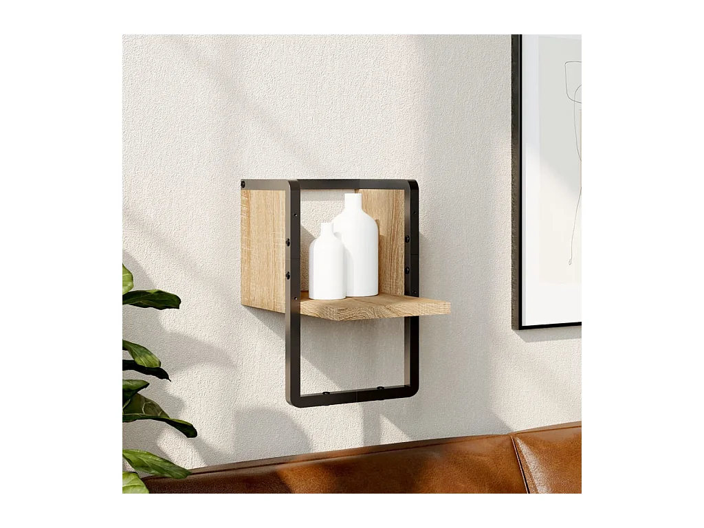 Wandregal mit Stange Sonoma-Eiche 20x25x30 cm