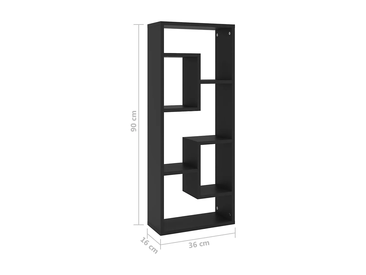 Étagère murale Noir 36x16x90 cm Bois d'ingénierie