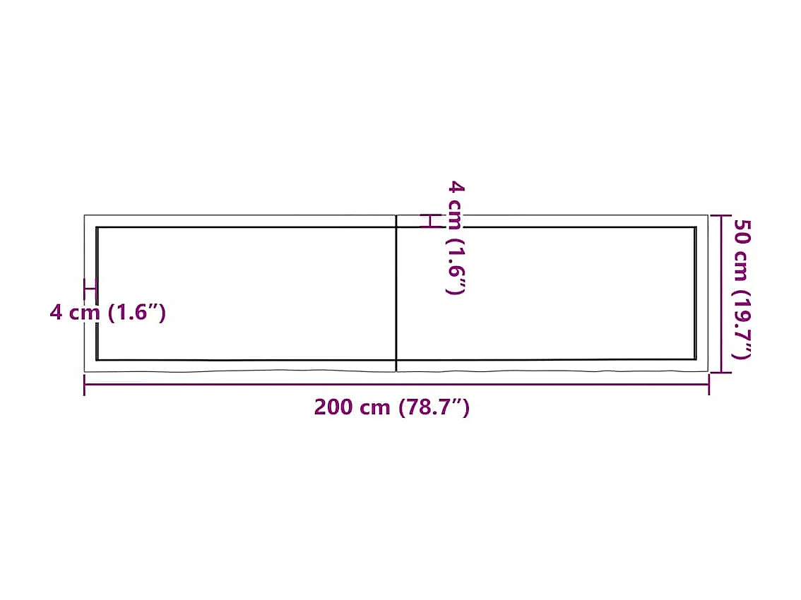 Wandregal Hellbraun 200x50x(2-4) cm Massivholz Eiche Behandelt