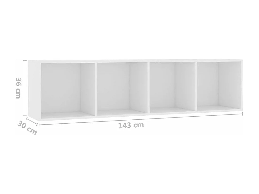 Bibliothèque/Meuble TV Blanc 143x30x36 cm