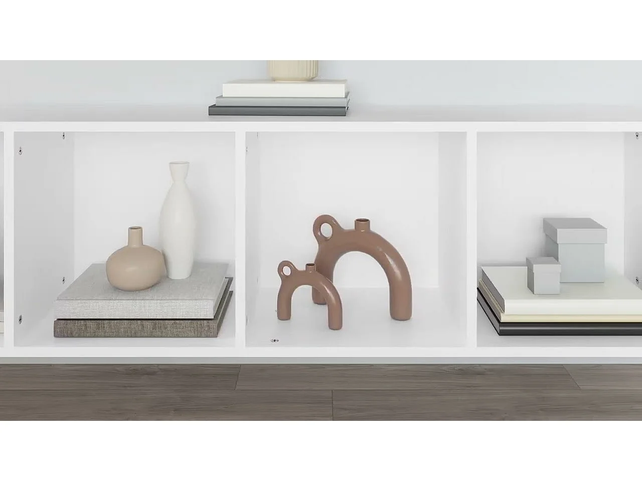 Bibliothèque/Meuble TV Blanc 143x30x36 cm