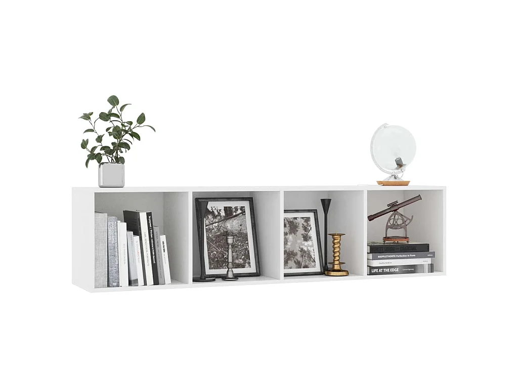 Bibliothèque/Meuble TV Blanc 143x30x36 cm