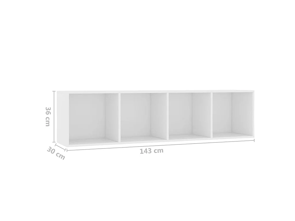 Bibliothèque/Meuble TV Blanc 143x30x36 cm