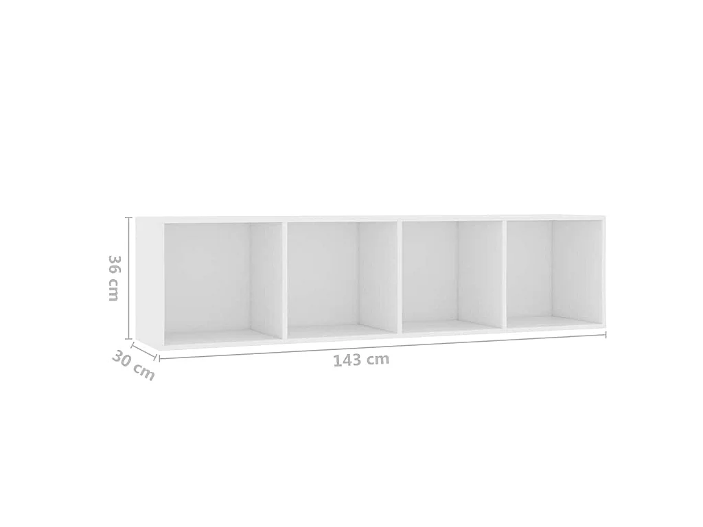 Bibliothèque/Meuble TV Blanc 143x30x36 cm