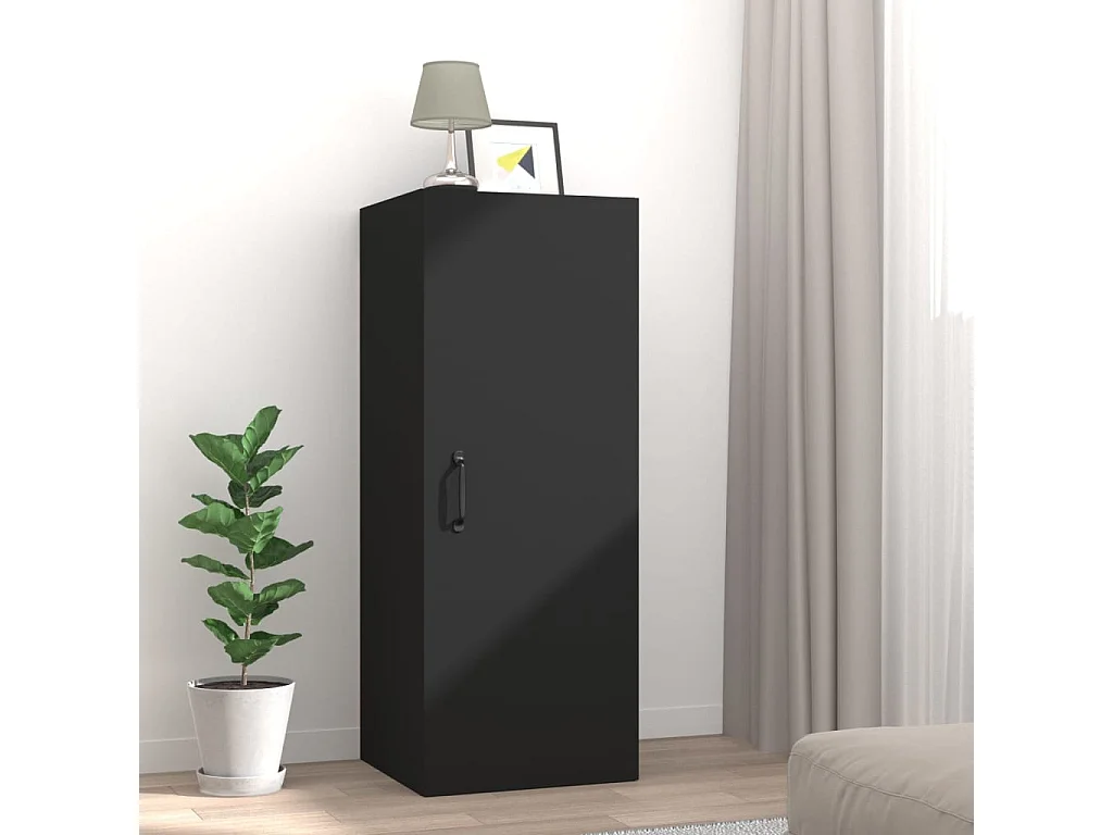 Armoire murale suspendue Noir 34,5x34x90 cm Bois d'ingénierie