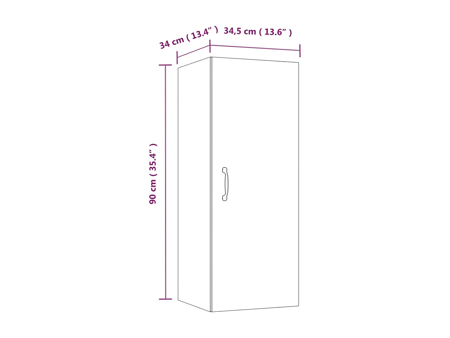 Armoire murale suspendue Noir 34,5x34x90 cm Bois d'ingénierie