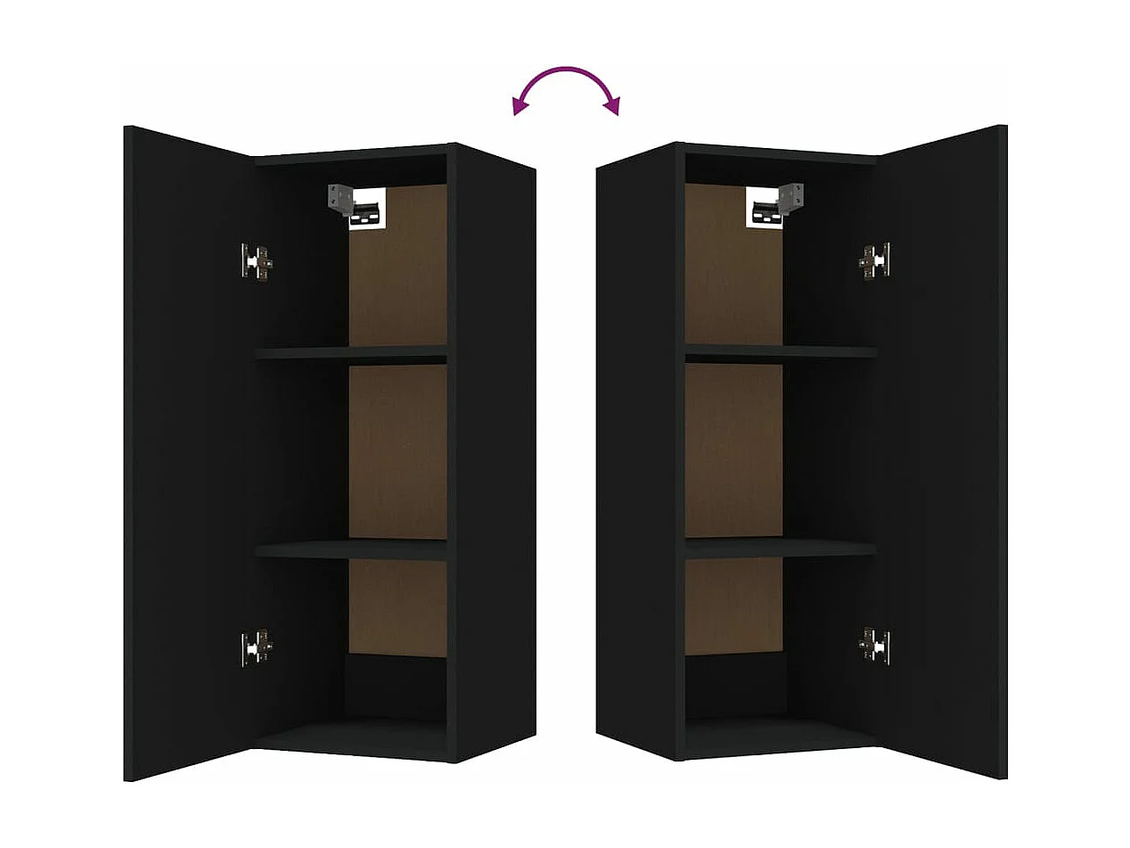 Armoire murale suspendue Noir 34,5x34x90 cm Bois d'ingénierie