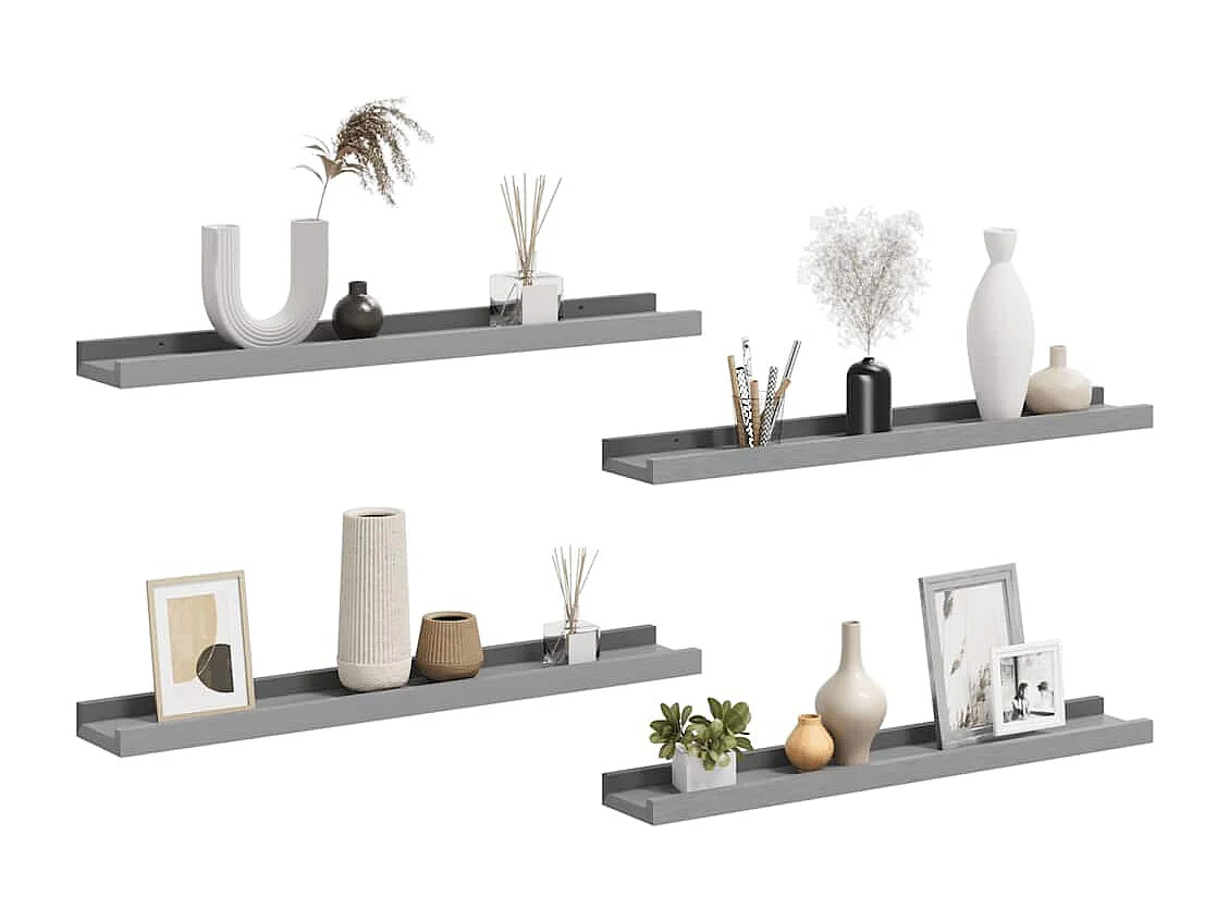 Wandschappen 4 st 60x9x3 cm grijs