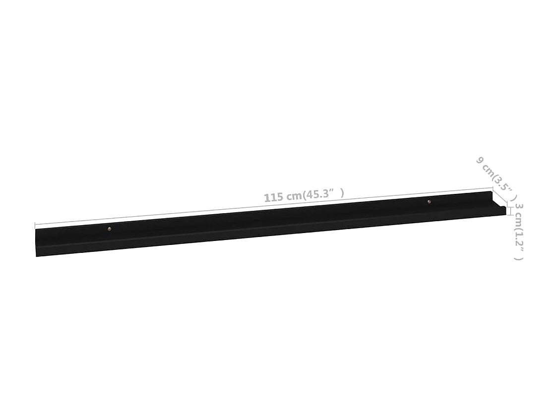 Wandschappen 4 st 115x9x3 cm zwart