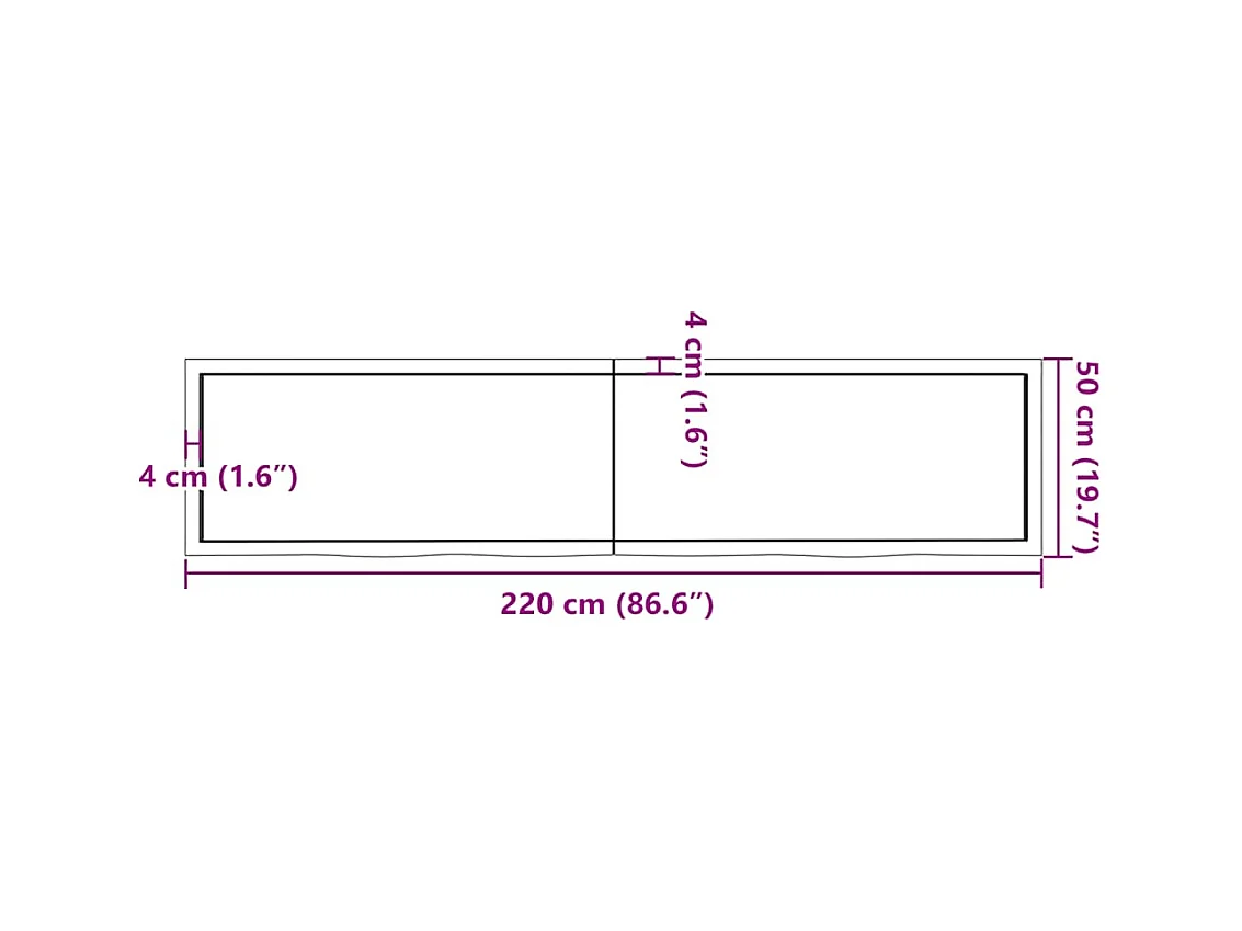Wandregal Hellbraun 220x50x(2-6) cm Massivholz Eiche Behandelt