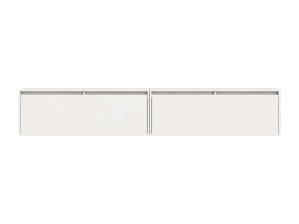 Pensili 2 pz Bianchi 100x30x35 cm in Legno Massello di Pino